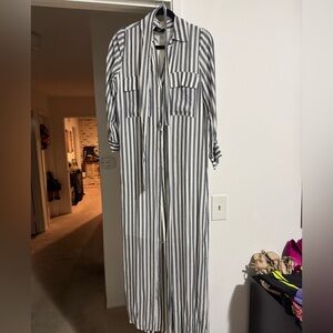 Vici women’s striped button dress with tie waist